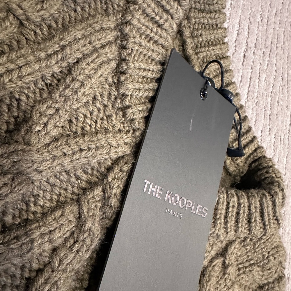 NWT🔖 The Kooples Khaki 100% Wool Cable-Knit Sweater - Picture 5 of 7